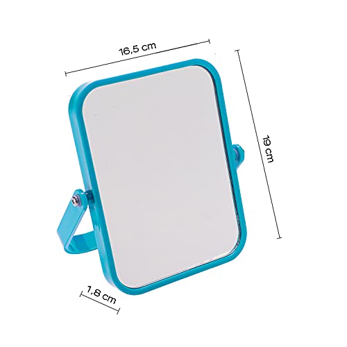 Gedy CO202292100 Espejo de Aumento Rectangular de Sobremesa Bifacial, Turquesa, 1.8x16.5x19 cm