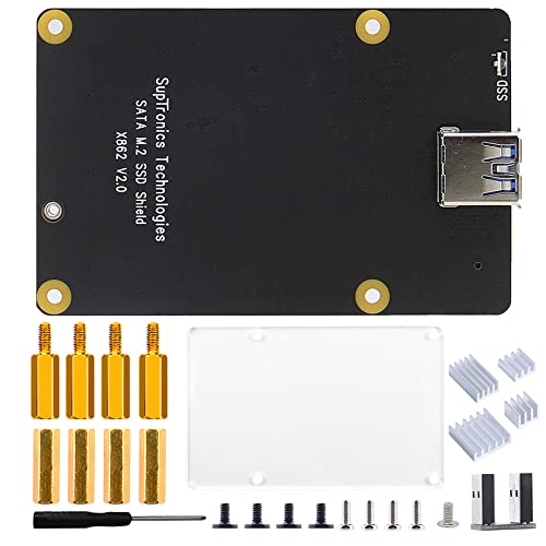 GeeekPi para Raspberry Pi 4, X862 V2.0 M.2 NGFF SATA SSD Placa de expansión de Almacenamiento con conexión USB 3.1 Soporte Key-B 2280 SSD Solamente