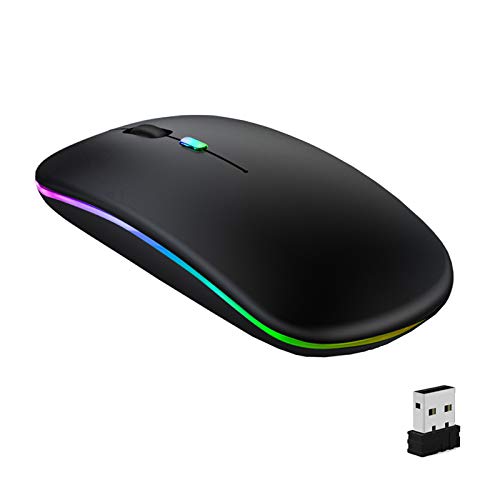 GeekerChip Raton Inalámbrico Bluetooth,Ratón Inalámbrico Recargable y Silencioso,Ratón de Viaje Portátil 1600 DPI de Dos Modos (Bluetooth5.1+ 2.4G Wireless) para Portátil,PC, Macbook(Negro)