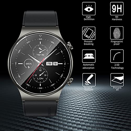 GEEMEE Protector Pantalla para Huawei Watch GT2 Pro Glass Protector de Pantalla,4 Pack Premium 9H Dureza Vidrio Templado, Fácil Instalación para Huawei Watch GT 2 Pro
