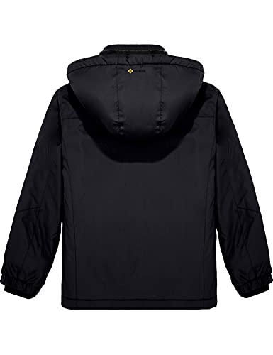 GEMYSE Chaqueta de Esquí Impermeable de Montaña para Niños Abrigo de Invierno de Lana Antiviento con Capucha (Negro 01,14/16)