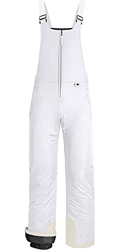 GEMYSE Pantalones de Esquí de Invierno para Mujer con Tirantes Ajustables Mono a Prueba de Viento Impermeable(Blanco,XL)