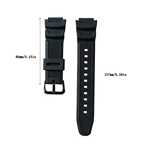 geneic Correa de reloj de silicona de repuesto con hebilla de acero inoxidable Sport transpirable para CA-sio W-735H W-800 SGW-300H SGW-400H Series Samrt Watch