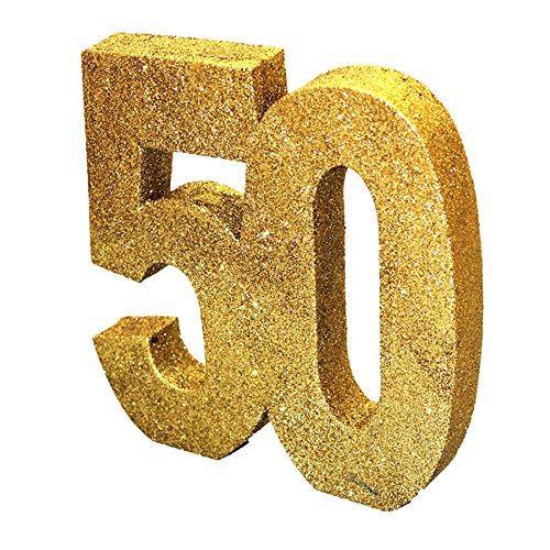 Generique -Decoración de mesa con número 50 con purpurina dorada, 1 unidad, color rosso, Talla única (Creative Party H104)