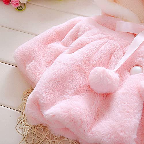 Generisch Abrigo de invierno para bebé, cálido, de forro polar, grueso, cálido, con capucha, suave, color rosa, 0-6 meses