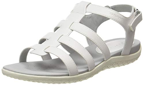 Geox D Sandal Vega B, Sandalia. Mujer, Blanco, 42 EU