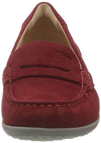 Geox D Vega Moc A, Mocasines Mujer, Rojo, 38.5 EU