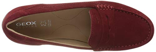 Geox D Vega Moc A, Mocasines Mujer, Rojo, 38.5 EU