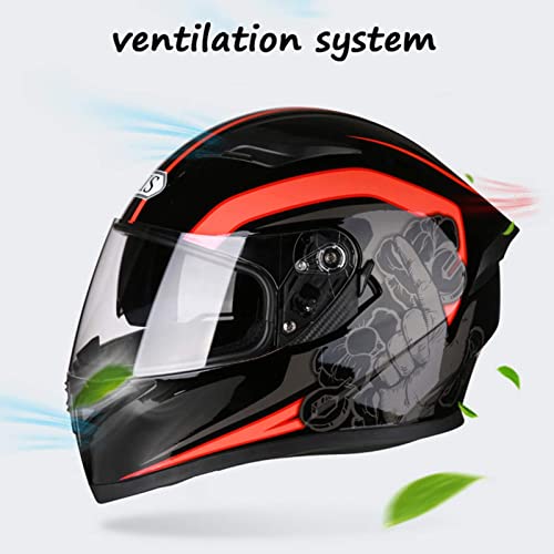 GHHTHEN Casco de Moto, Casco de Moto Integral Ligero con Doble Visera para el Sol Cascos de Motocross aprobados por Dot/ECE para Hombres, Mujeres, Adultos, Four Seasons M, L