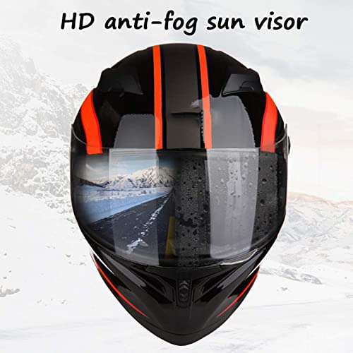 GHHTHEN Casco de Moto, Casco de Moto Integral Ligero con Doble Visera para el Sol Cascos de Motocross aprobados por Dot/ECE para Hombres, Mujeres, Adultos, Four Seasons M, L