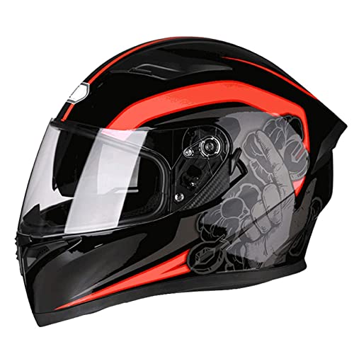 GHHTHEN Casco de Moto, Casco de Moto Integral Ligero con Doble Visera para el Sol Cascos de Motocross aprobados por Dot/ECE para Hombres, Mujeres, Adultos, Four Seasons M, L