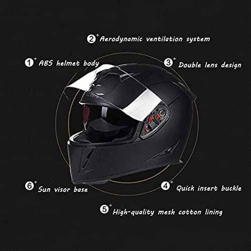 GHHTHEN Casco Integral para Motocicleta, Aprobado por Dot/ECE, multifunción, abatible, para Motocicleta, Casco Modular para Motocicleta con Doble Visera, Gorra de Carreras para Scooter para homb