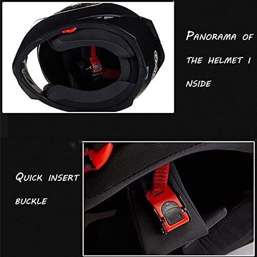 GHHTHEN Casco Integral para Motocicleta, Aprobado por Dot/ECE, multifunción, abatible, para Motocicleta, Casco Modular para Motocicleta con Doble Visera, Gorra de Carreras para Scooter para homb