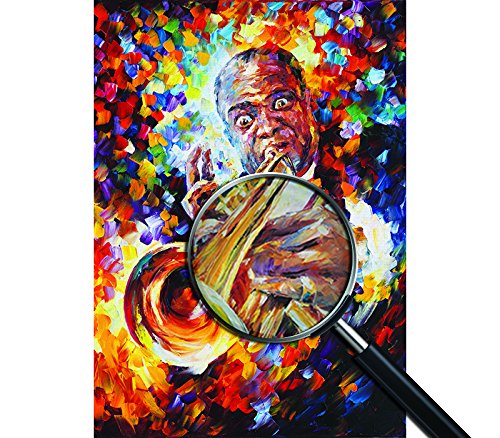 Giallo Bus - Cuadro - Prensa Sobre Tela Canvas - Lenoid Afremov - Louis Amstrong - 70 X 100 Cm