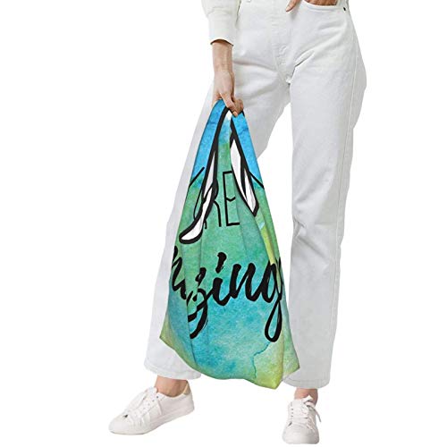 GIERTER Lifestyle Decor You are Amazing Inspirational Cotización On Watercolor Painbrush Design Cielo Azul Verde Reutilizable Plegable Bolsas de Compras Ecológicas