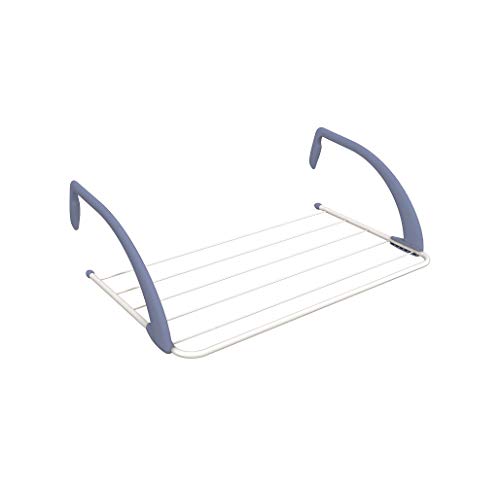 Gimi Airy Tendedero de radiador de Acero y Resina, 3 m de Longitud de tendido, blanco/azul, metal/plastico, interior