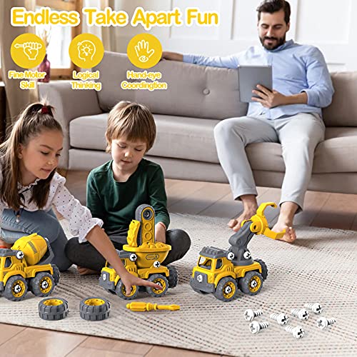 GizmoVine Excavadora de Juguete, 5 en 1 Juguete de construcción Arena Arena Juguete ingeniería Excavadora desmontaje Robot Juguete Bricolaje vehículo de construcción Juguetes educativos para niños