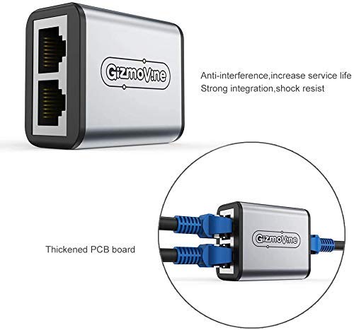 GizmoVine Switch Ethernet , Conector RJ45 ,Conmutador de Red HUB Ethernet [2021 Actualizado] 1 a 2 Conectores para Adaptador de Cable RJ45 Cat5 (Paquete de 2)