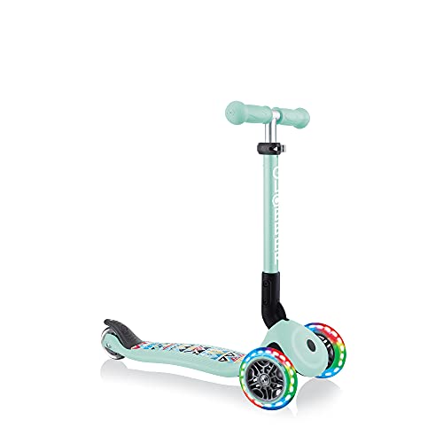 Globber Scooter de 3 ruedas para niños de 2 años, plegable, con asas ajustables, ruedas LED, Globber ofrece 2 años de garantía en todos los scooters