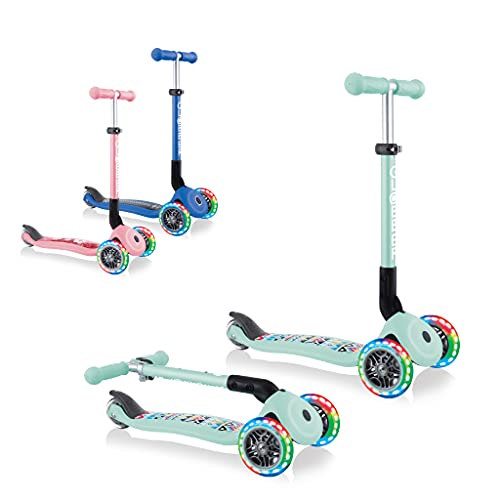 Globber Scooter de 3 ruedas para niños de 2 años, plegable, con asas ajustables, ruedas LED, Globber ofrece 2 años de garantía en todos los scooters