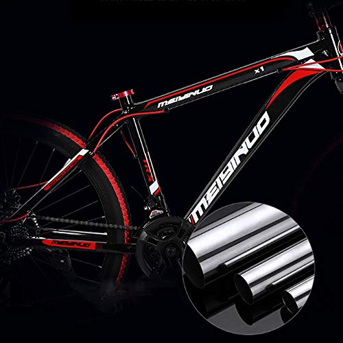 Gnohnay Bicicleta De Montaña Hardtail De Acero De Alto Carbono 26" Pulgadas Mountainbike con Frenos De Disco Cuadro Rojo,24 Speed