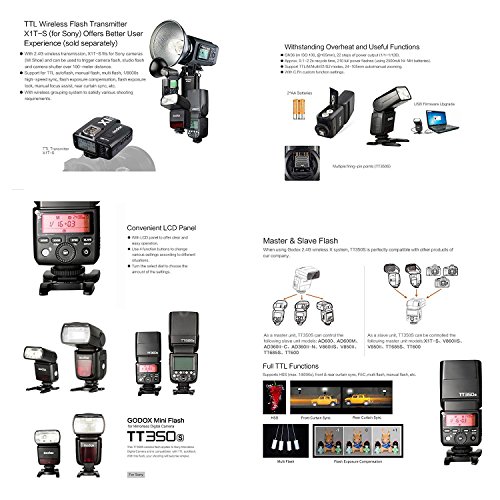 Godox TT350S Mini 2.4G TTL HSS 1/8000S GN36 Inalambrico Camara Speedlite Flash para Sony A7 A7R A7RII A58 A99 A6000 A6500 Camara + Regalo Blanco Caja Suave +Letwing Paño (TT350S)