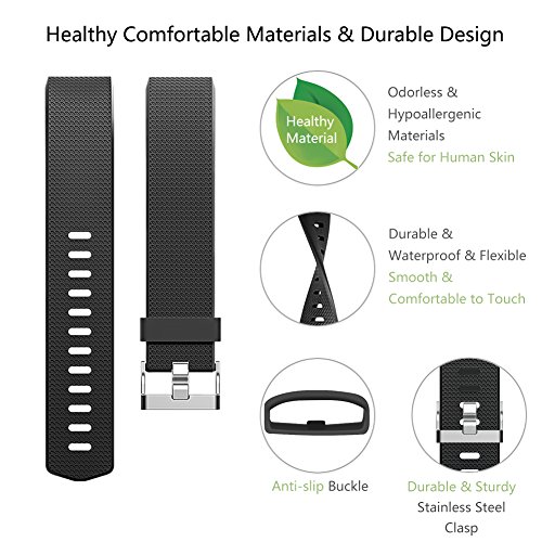 Gogoings Correa para Fitbit Charge 2 Pulsera Ajustable Correa de Reemplazo Deportivo Compatible con Fitbit Charge2 para Mujeres Hombres (Sin Reloj)