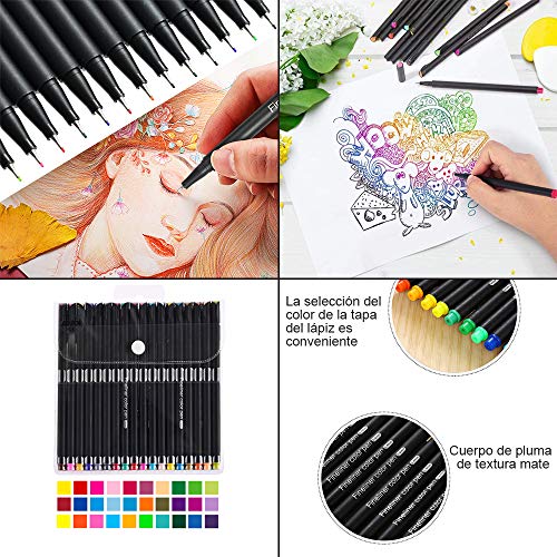 GOLDGE 36pz Rotuladores de Punta Fina para Planificador de Diario, Marcadores de punta Fina para Taking Adult Coloring Books Pintura Dibujo 0.4 mm Pluma de Punta de Fieltro de 36 Colores