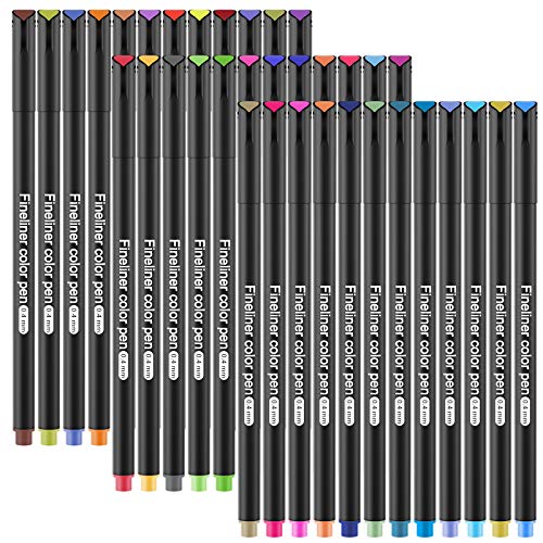 GOLDGE 36pz Rotuladores de Punta Fina para Planificador de Diario, Marcadores de punta Fina para Taking Adult Coloring Books Pintura Dibujo 0.4 mm Pluma de Punta de Fieltro de 36 Colores