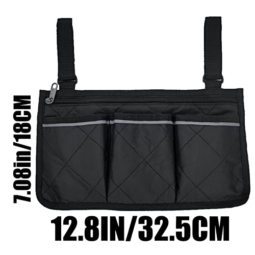 Goldmiky Bolsa de Silla de Ruedas,Bolsa de andador,Accesorios de Silla de Ruedas Bolsa,Cinturón Reflectante de Seguridad,para sillas de ruedas,Andadores,Bicicletas (Negro)