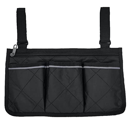 Goldmiky Bolsa de Silla de Ruedas,Bolsa de andador,Accesorios de Silla de Ruedas Bolsa,Cinturón Reflectante de Seguridad,para sillas de ruedas,Andadores,Bicicletas (Negro)