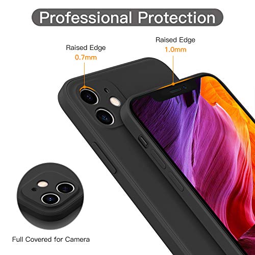 GOODVISH Funda de Silicona Líquida Ultrafina para iPhone 11 6,1 Pulgadas, Protección de la Pantalla y la Cámara, Especial Diseño de Borde Recto, Disipación de Calor Rápido (Negro)