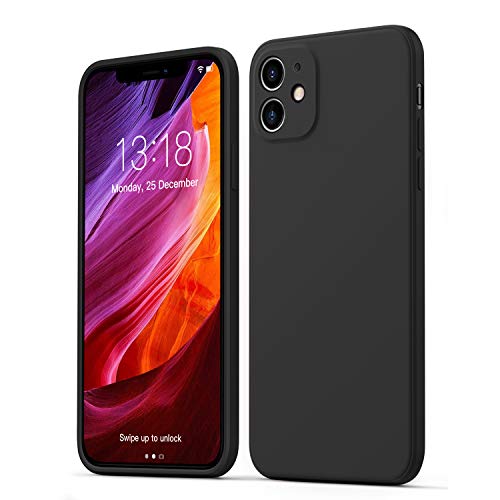 GOODVISH Funda de Silicona Líquida Ultrafina para iPhone 11 6,1 Pulgadas, Protección de la Pantalla y la Cámara, Especial Diseño de Borde Recto, Disipación de Calor Rápido (Negro)