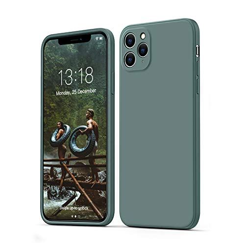 GOODVISH Funda de Silicona Líquida Ultrafina para iPhone 11 Pro MAX 6,5", Protección de la Pantalla y la Cámara, Especial Diseño de Borde Recto, Disipación de Calor Rápido, Anti-Caída (Verde Oscuro)