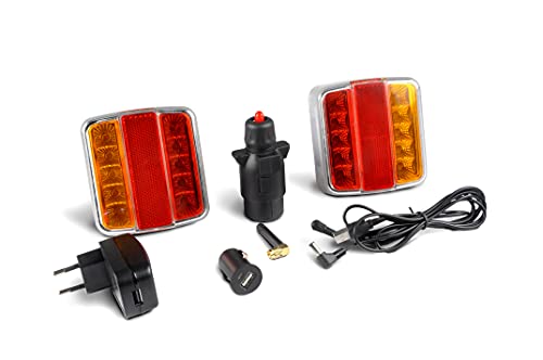 Goodyear Kit luces Bluetooth traseras LED magnéticas e inalámbricas para remolque, tráiler, caravanas. 5 V. Posición, Freno, Intermitentes y Matrícula.