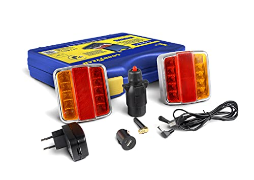 Goodyear Kit luces Bluetooth traseras LED magnéticas e inalámbricas para remolque, tráiler, caravanas. 5 V. Posición, Freno, Intermitentes y Matrícula.