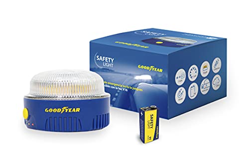 Goodyear Luz de Emergencia Coche y Linterna. Safety Light v16. LED, homologada por la DGT. Base imantada. Diseñado en España. Baliza Luminosa(2 Unidades)