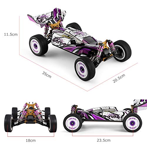 GoolRC Wltoys 124019 Coche de Carreras de Alta Velocidad 60 km / h 1/12 2,4 GHz Coche RC Off-Road Drift Car RTR 4WD con Chasis de Aleación de Aluminio Engranaje de Aleación de Zinc (3 Batería)