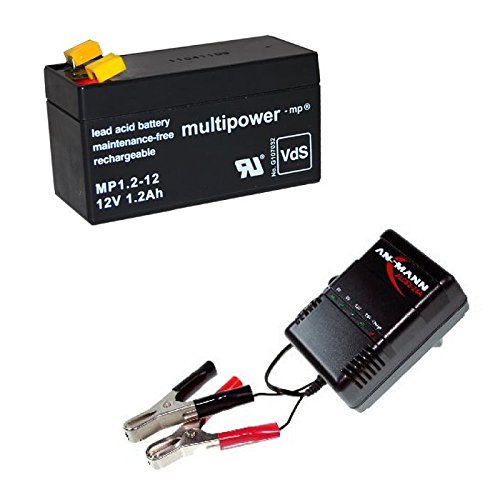 Gopacks Ansmann Cargador + de plomo gel batería Multi Power 12 V 1,2 Ah mp1.2 – 12 PB Tecnología AGM 12 V Accu batería battery Bateria