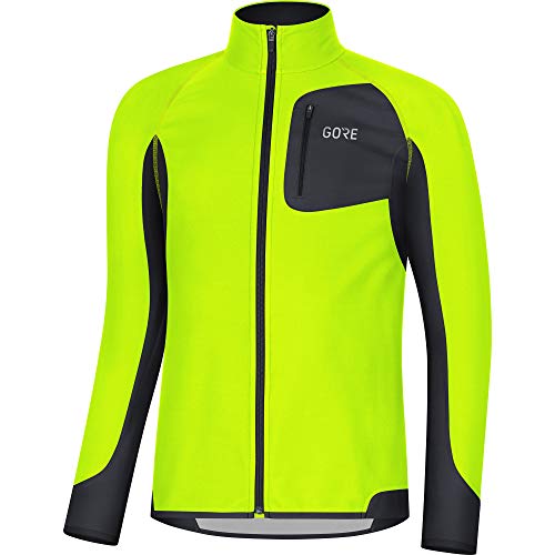 GORE WEAR R3 Camiseta de hombre Partial GORE WINDSTOPPER, L, Amarillo neón/Negro