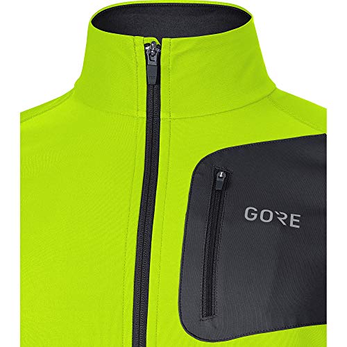 GORE WEAR R3 Camiseta de hombre Partial GORE WINDSTOPPER, L, Amarillo neón/Negro