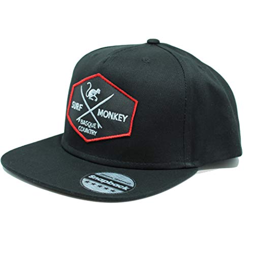 Gorra Full Patch Snapback - Surf Monkey - Gorra de béisbol para Hombre - Talla única - Cierre ajustable Snapback - Visera Plana - 100% algodón - Diseño 5 paneles - Envío Gratis 24/48h (Negro)