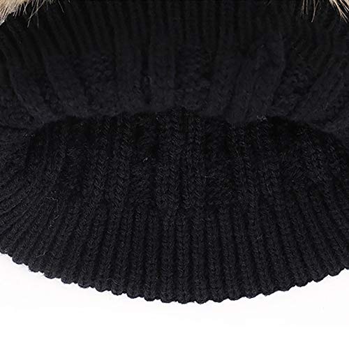 Gorro de Invierno cálido para bebé Gorro Beanie de Piel de Ganchillo para niños pequeños Pom Pom Sombrero Bebé Niños Niñas (Rojo)