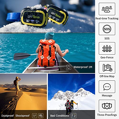 goTele Off-Grid al Aire Libre Tiempo Real GPS Seguimiento Faro, Texto y Seguimiento de ubicación en su teléfono sin Servicio de Red (2 Packs)