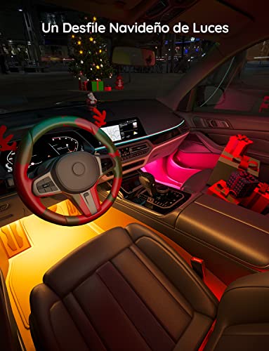 Govee Luces LED Coche, 4*22CM RGB Tiras LED Soporta Bluetooth App y Caja de Control, 16 Millones de Colores de DIY con Modo de Escena y Música, 2 Líneas Diseño Impermeable 12V Iluminación para Coche