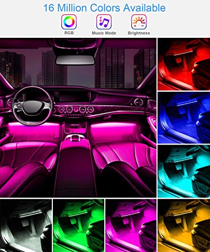 Govee Luces LED Coche, 4*22CM RGB Tiras LED Soporta Bluetooth App y Caja de Control, 16 Millones de Colores de DIY con Modo de Escena y Música, 2 Líneas Diseño Impermeable 12V Iluminación para Coche