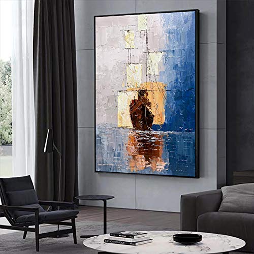 Gran navegante azul velero arte impreso en lienzo póster adecuado para el hogar sala de estar estudio decoración de pozo 80x100cm sin marco