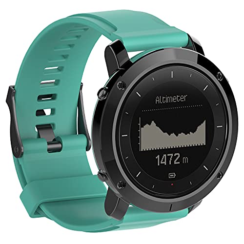 Gransho Correa de Reloj Compatible con Suunto Traverse, Silicona Correa Reloj con Acero Inoxidable Hebilla desplegable (Pattern 3+Pattern 4)