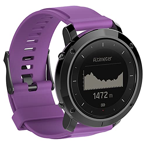 Gransho Correa de Reloj Compatible con Suunto Traverse, Silicona Correa Reloj con Acero Inoxidable Hebilla desplegable (Pattern 3+Pattern 4)