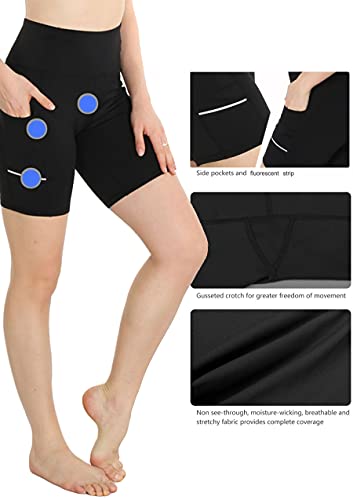 GRAT.UNIC Pantalón Corto Deportivo para Mujer, Running Pantalones Cortos de Yoga con Bolsillo Lateral, Fitness Mallas Deportivas (Negro, S)